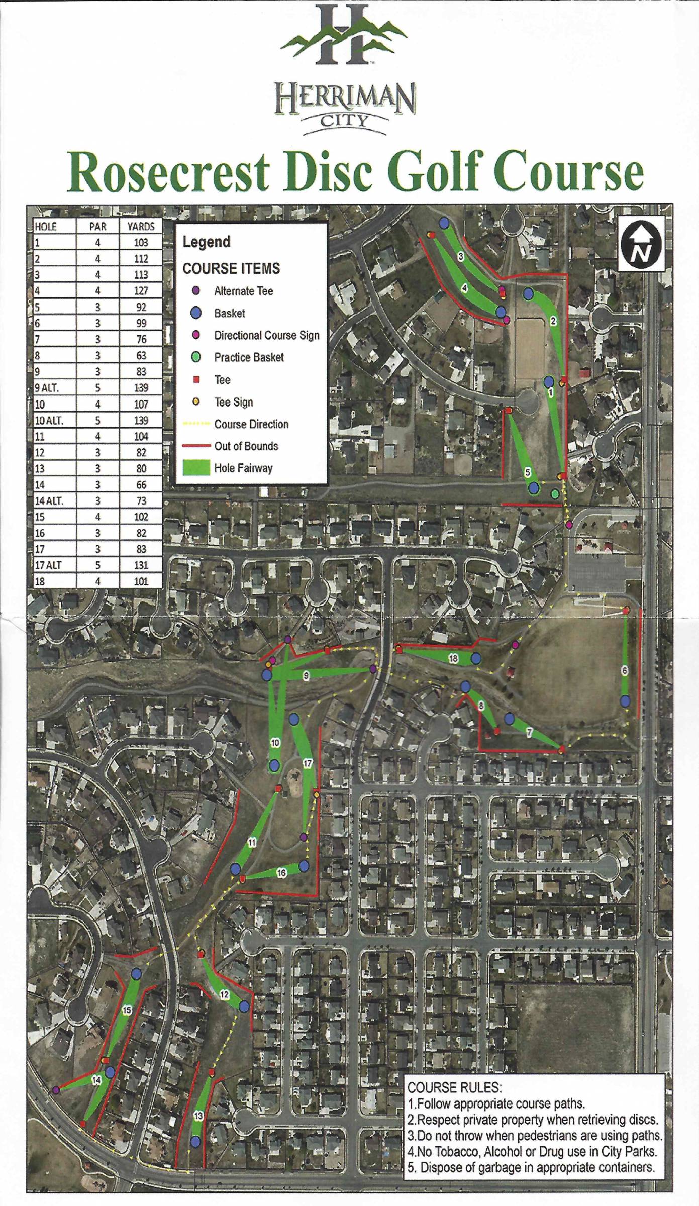 Hole 1 • Rosecrest Park (Herriman, UT) Disc Golf Courses Disc Golf