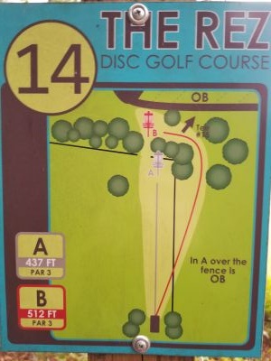 The Rez - Reservoir, Main course, Hole 14 Hole sign