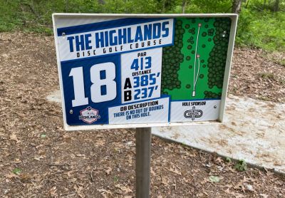 The Highlands at J. Travis Price Park, Main course, Hole 18 Hole sign