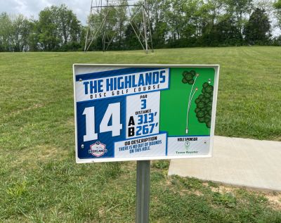 The Highlands at J. Travis Price Park, Main course, Hole 14 Hole sign