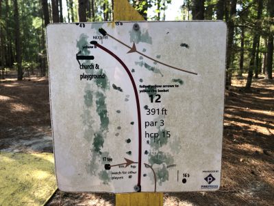 Pisgah Church, Main course, Hole 12 Hole sign