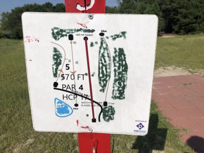 Pisgah Church, Main course, Hole 5 Hole sign