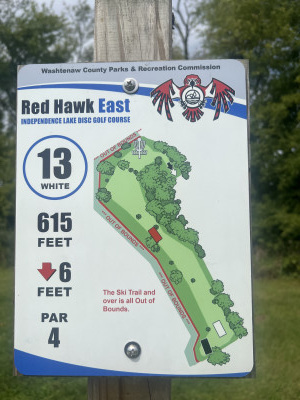 Independence Lake County Park, Red Hawk East, Hole 13 Hole sign