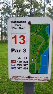 Tradewinds Park, Tradewinds, Hole 13 Hole sign