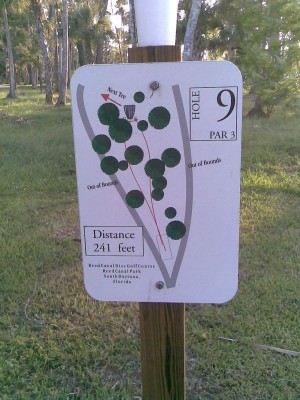 Reed Canal Park, Main course, Hole 9 Hole sign