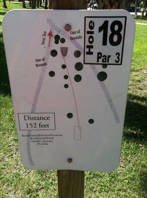 Reed Canal Park, Main course, Hole 18 Hole sign