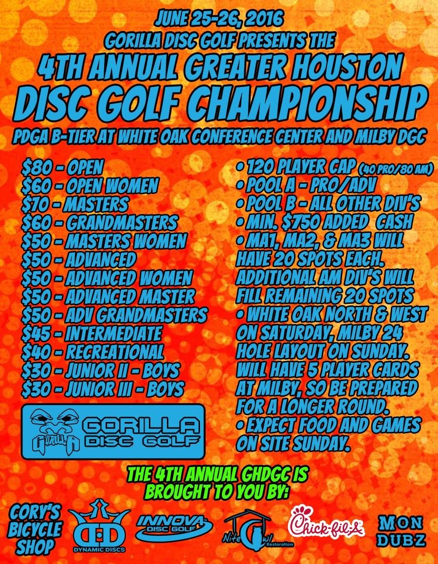 Corys Bicycle/Gorilla DG present the Greater Houston Disc Golf