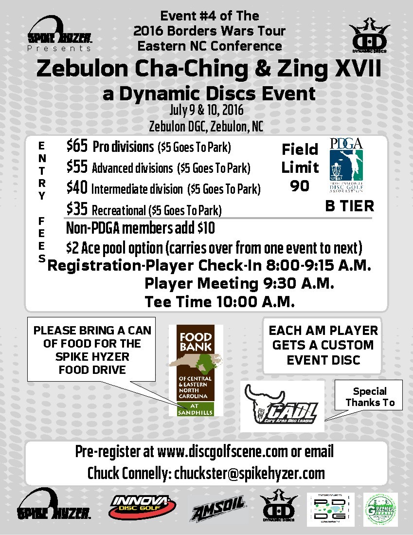 Spike Hyzer's Zebulon ChaChing & Zing; A Dynamic Discs Event (2016