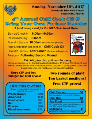 Chain Hawks 4th Annual Chili Cook-off and Bring Your Own Partner Doubles Event graphic