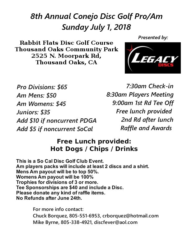 Conejo Disc Golf Pro/Am presented by Legacy (2018, Conejo DGC) · Disc
