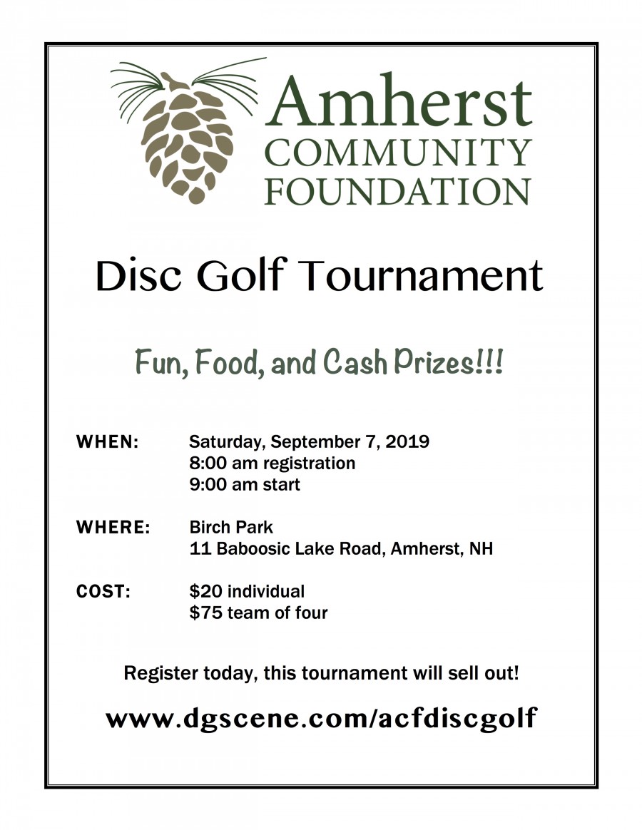 2nd Annual Amherst Community Foundation Disc Golf Tournament (2019