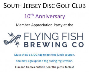 SJDG 10th Anniversary Appreciation at Flying Fish Brewery graphic