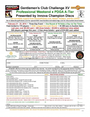 Gentlemenâ€™s Club Challenge XV - Professional Weekend - Presented by Innova Champion Discs graphic