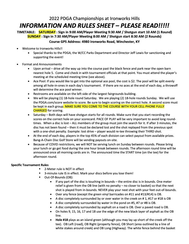 15th Annual Championships at Ironworks Hills Open, Advanced