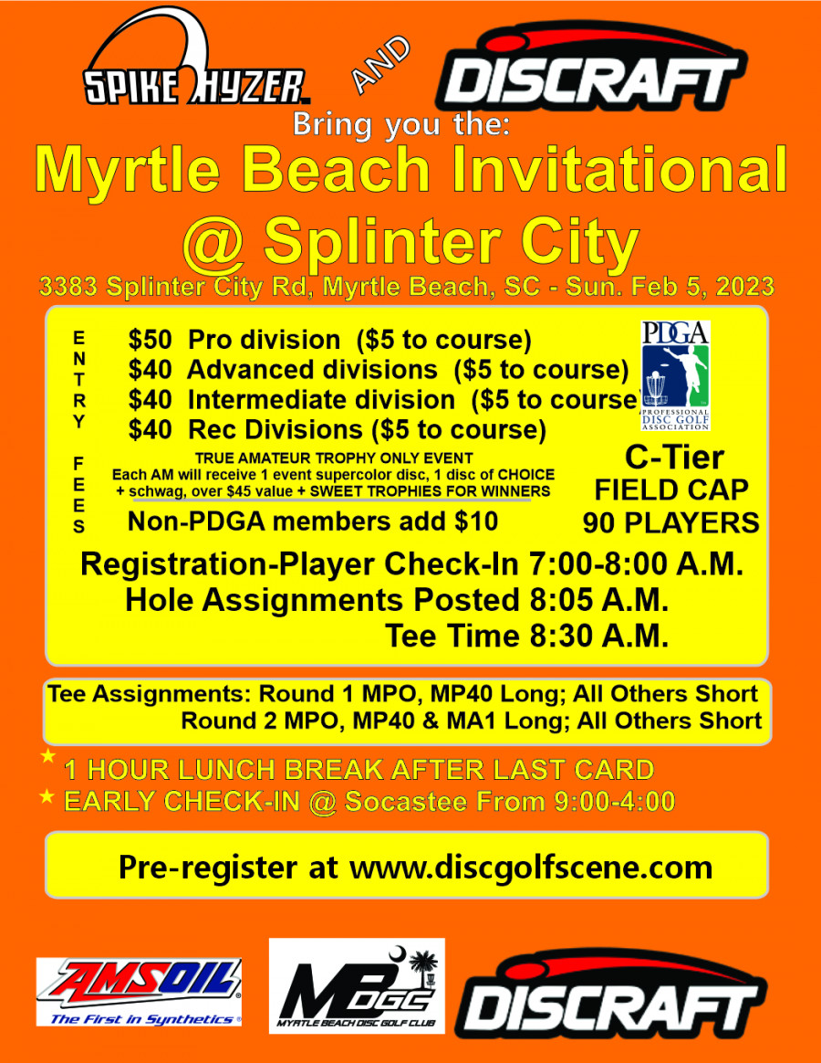 Discraft Presents Spike Hyzer's Myrtle Beach Invitational Splinter