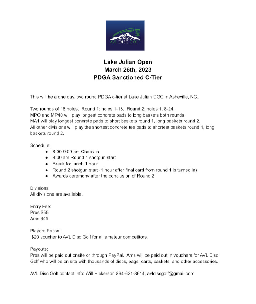 Lake Julian Open (2023, AVL Disc Golf) · Disc Golf Scene