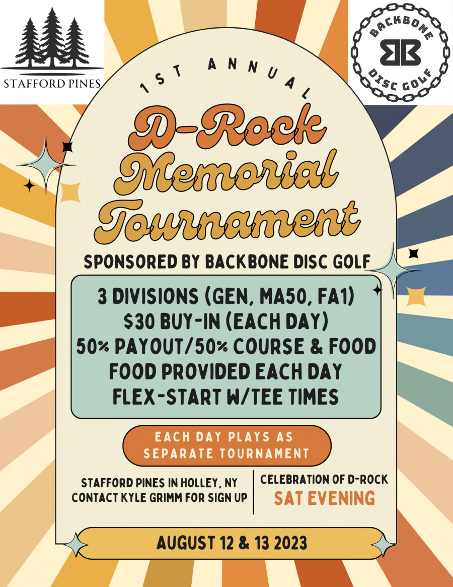 1st Annual DRock Memorial Tournament Sponsored By Backbone Disc Golf