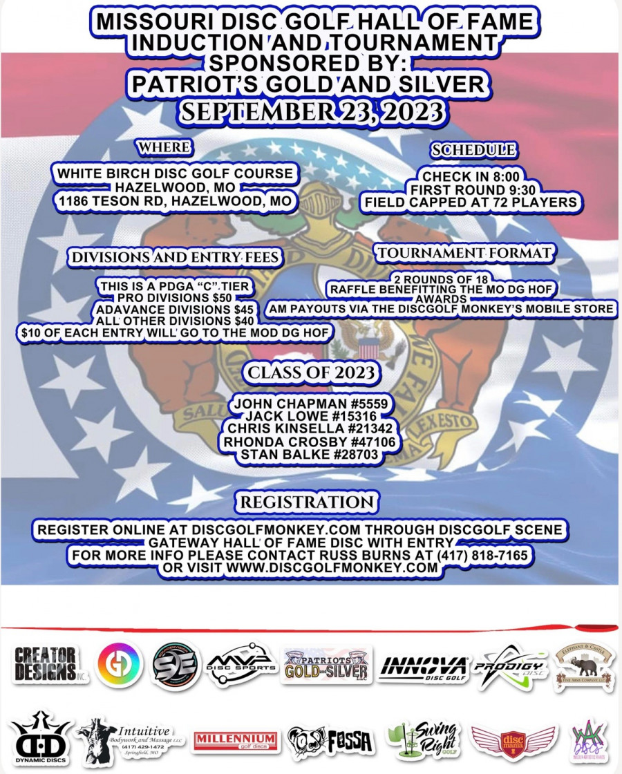 Missouri Disc Golf Hall of Fame Induction & Tournament sponsored by