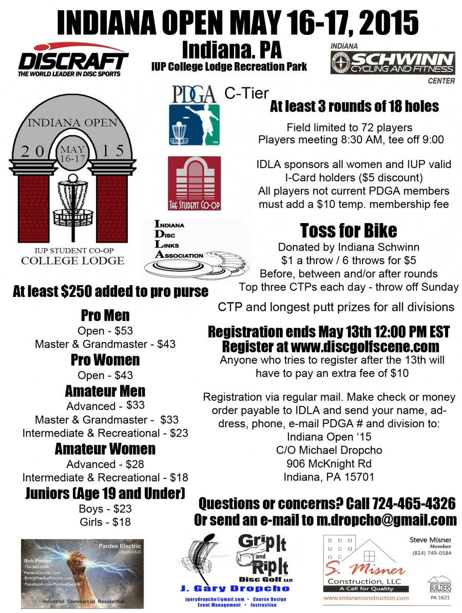 Indiana Open (2015, Indiana Disc Links Association IDLA) · Disc Golf Scene