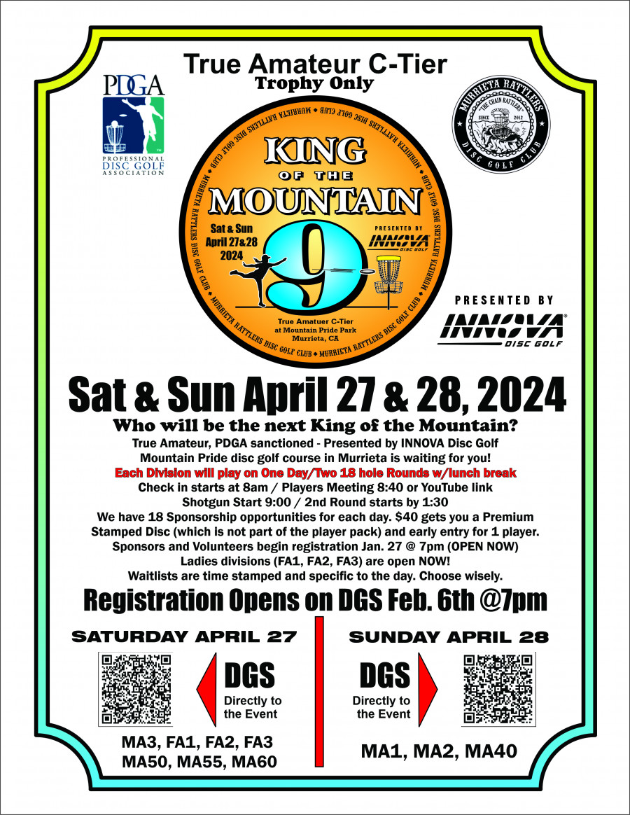 9th Annual King of the Mountain Presented by Innova Disc Golf MA1