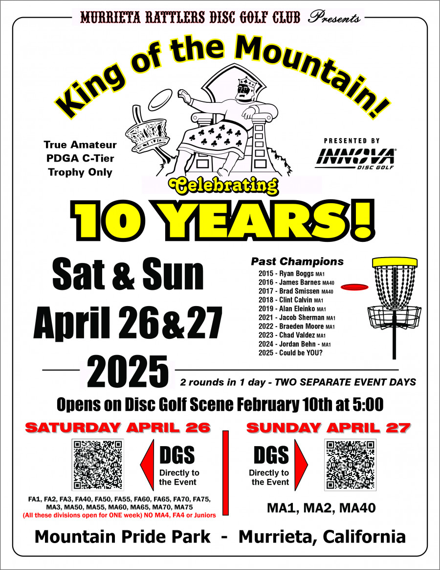 10th Annual King of the Mountain Presented by Innova Disc Golf